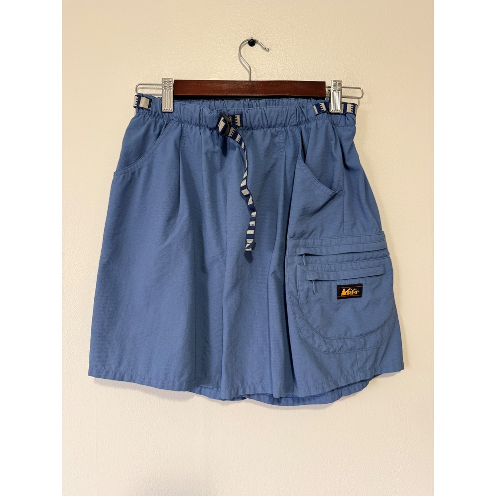 REI Blue Hiking Shorts Womens Medium Elastic Waist Integrated Belt Gorpcore